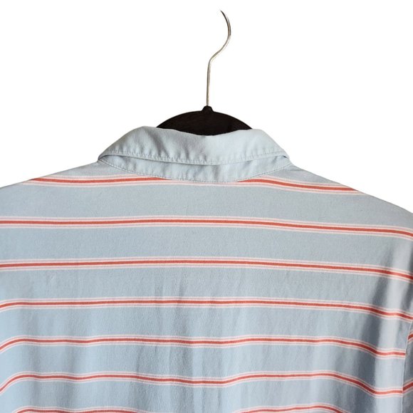Criquet Men's Polo Size Large Light Blue Striped Soft Pima Cotton Blend - Picture 9 of 9